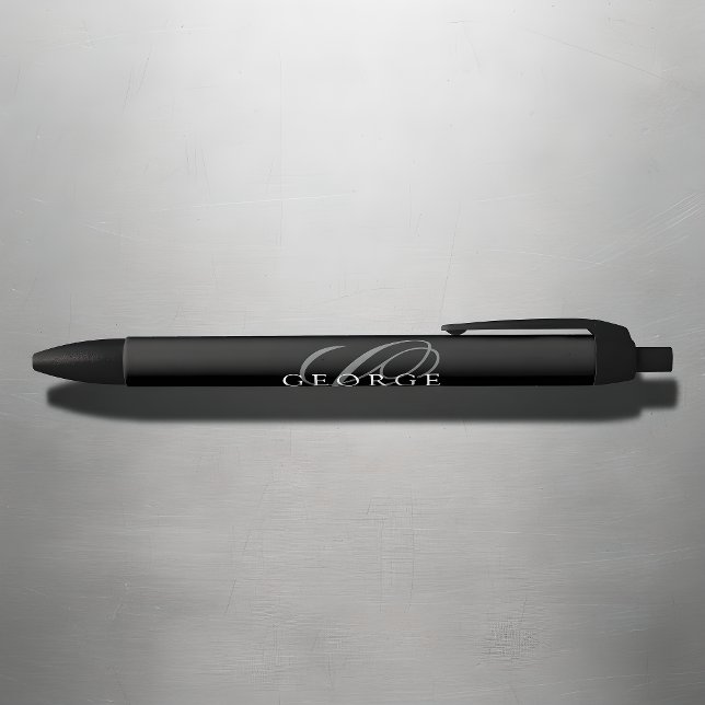 Modern Black Grey Monogram Ink Pen (Creator Uploaded)