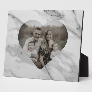 Modern black grey pink marble heart  plaque