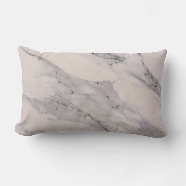 Modern black grey pink marble pattern  lumbar cushion (Front)