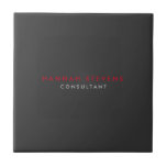 Modern Black Grey Red Professional Your Name Tile<br><div class="desc">Represent yourself with this modern,  elegant design. This template can be customised to meet all professional occupations.</div>