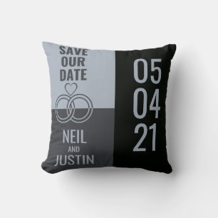 Modern Black & Grey Save The Date Cushion