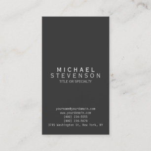 Modern Black Grey Simple Plain Business Card
