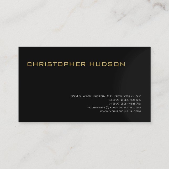 Modern Black Grey Simple Plain Business Card (Front)
