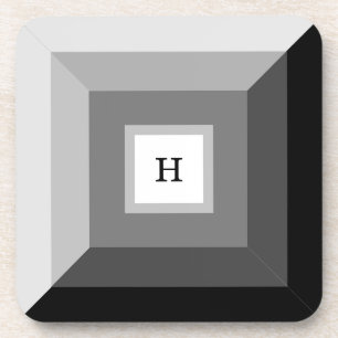 Modern Black, Grey & White Geometric Abstract Art Coaster