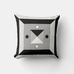 Modern Black, Grey & White Geometric Abstract Art Cushion