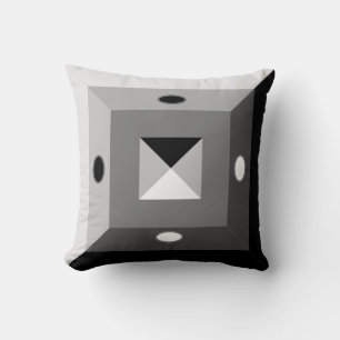 Modern Black, Grey & White Geometric Abstract Art Cushion