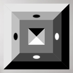 Modern Black, Grey & White Geometric Abstract Art Poster
