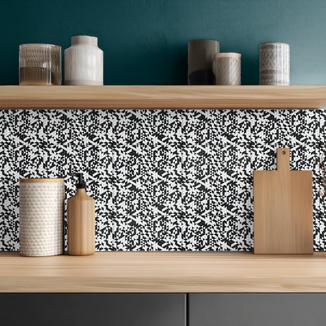 Modern Black Grey White Geometric Triangles Tile (Creator Uploaded)