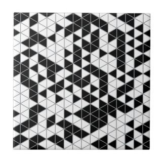 Modern Black Grey White Geometric Triangles Tile