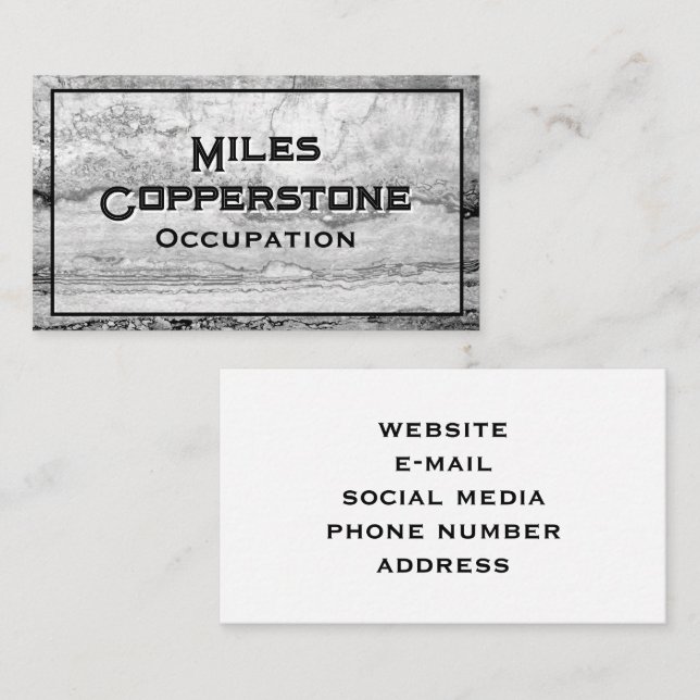 Modern black grey white granite marble stone  business card (Front/Back)