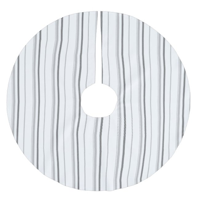 Modern black grey white graphic stripe pattern brushed polyester tree skirt (Front)