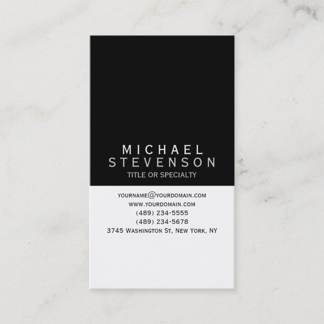 Modern Black Grey White Plain Business Card (Front)