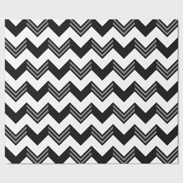 Modern Black, Grey, White Zigzag Chevron Pattern Wrapping Paper (Seam)