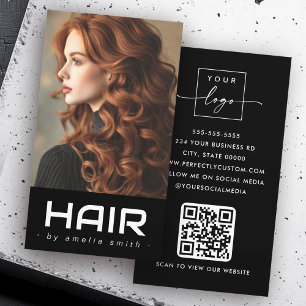 Modern black hair hairdresser stylist business card