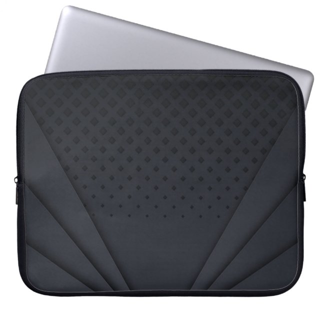 Modern Black Halftone Texture Laptop Sleeve (Front)