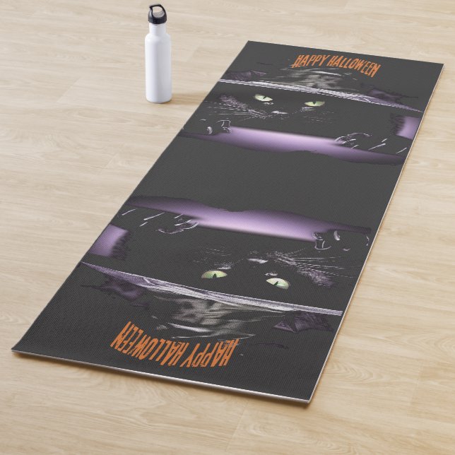 Modern  Black   Halloween Cats Yoga Mat (In Situ)