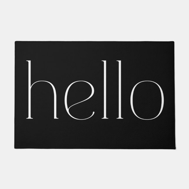 Modern Black Hand Scripted Hello Welcome Doormat (Front)