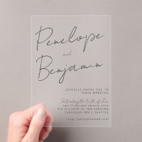 Modern Black Handwriting Wedding All in One Clear