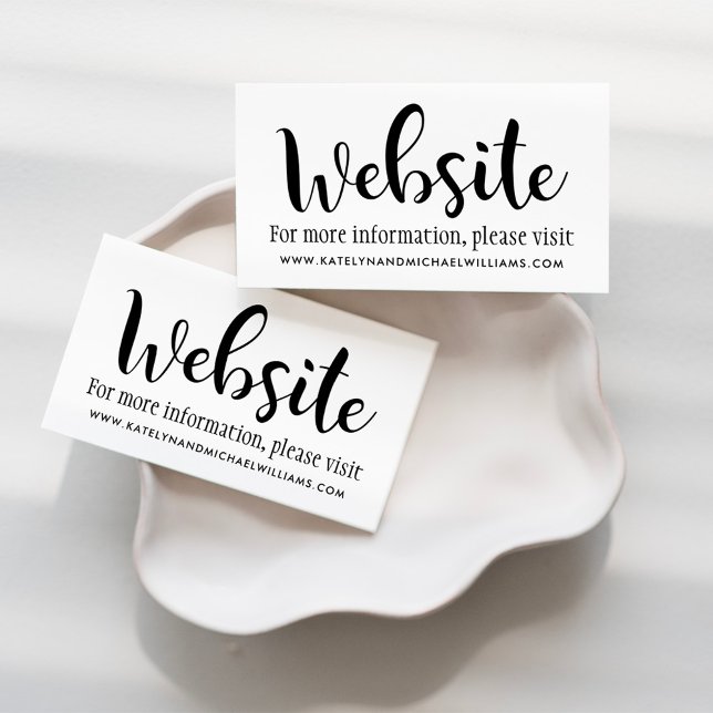 Modern Black Handwritten Script Wedding Website Enclosure Card (Creator Uploaded)