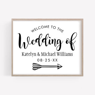 Modern Black Handwritten Script Wedding Welcome Poster