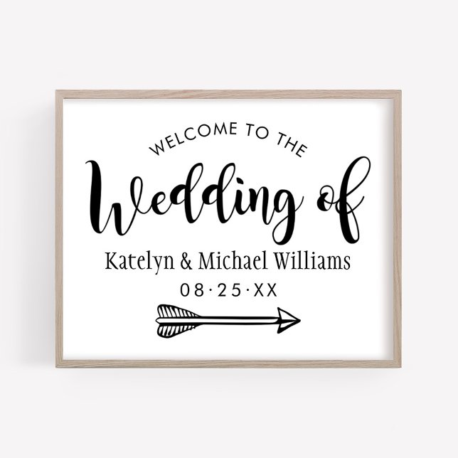 Modern Black Handwritten Script Wedding Welcome Poster (Creator Uploaded)