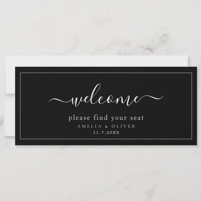 Modern Black Hanging Seating Chart Welcome Header (Front)