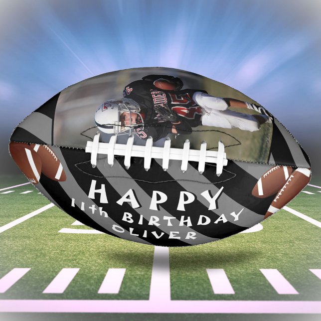 Modern Black Happy Birthday Kids Photo Football (Creator Uploaded)