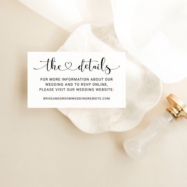 Modern Black Heart Script Wedding Details Enclosure Card (Creator Uploaded)