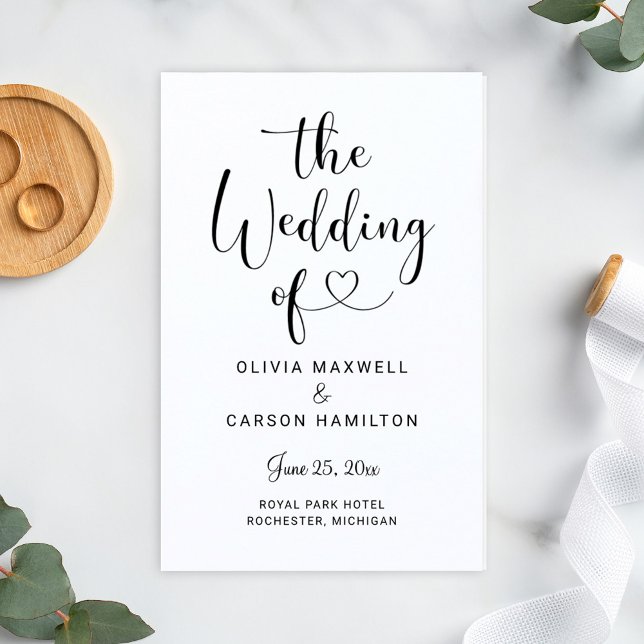 Modern Black Heart Script Wedding Programs (Creator Uploaded)