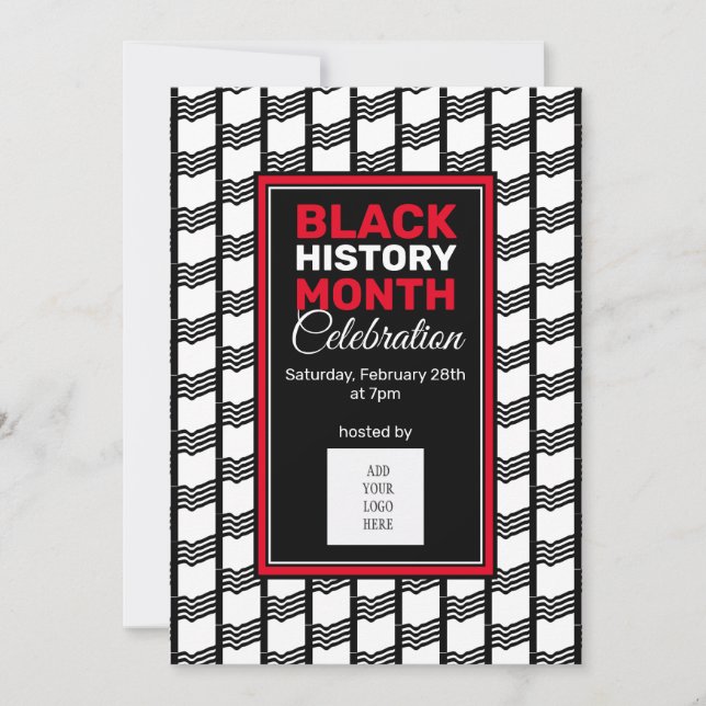 Modern Black History Month ADD PHOTO LOGO Invitation (Front)