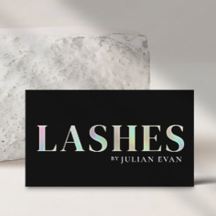Modern Black Holographic Lash Technician Business Card