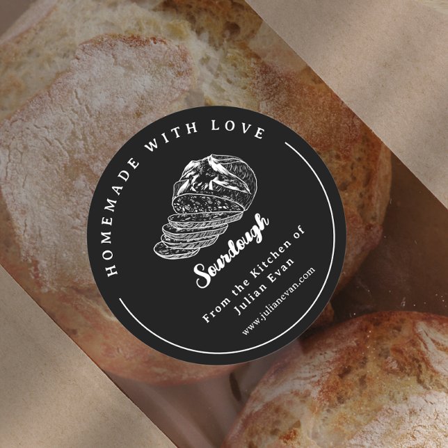 Modern Black Homemade Bakery Sourdough Sticker (Modern Black Homemade Bakery Sourdough Sticker)