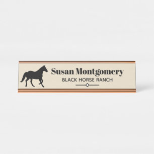 Modern Black Horse Silhouette Desk Name Plate
