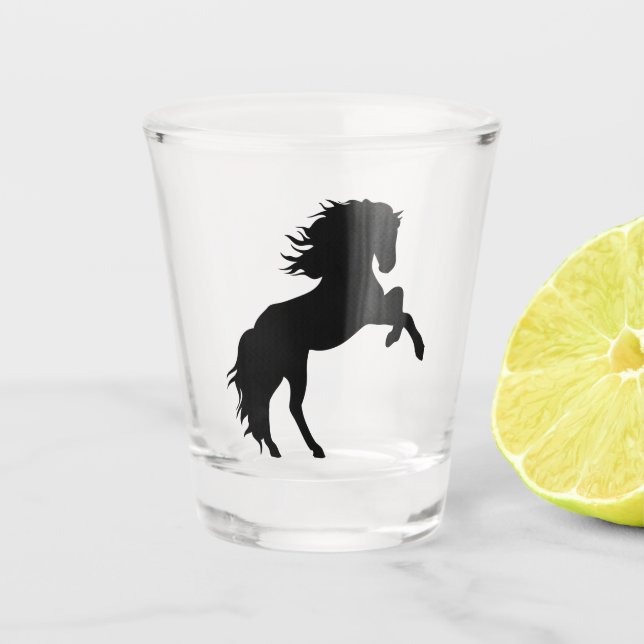 Modern Black Horse Silhouette Shot Glass (Front)