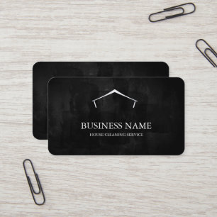 Modern Black House Cleaning Service House Logo Business Card