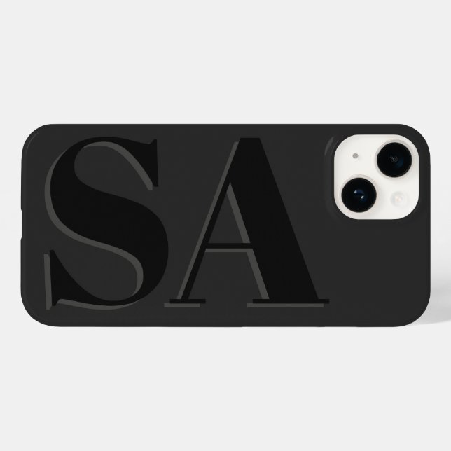 Modern black initial minimal contemporary Case-Mate iPhone case (Back (Horizontal))