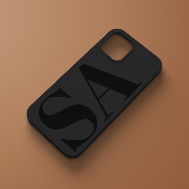 Modern black initial minimal contemporary iPhone case (Creator Uploaded)