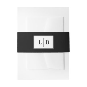Modern Black Initials Invitation Belly Band