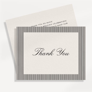 Modern Black & Ivory Striped Wedding Thank You Invitation