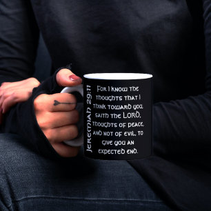 Modern Black Jeremiah 29:11 Bible Verse  Two-Tone Coffee Mug