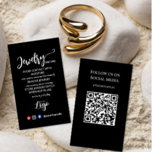 Modern Black Jewelry Care Card – Add Your Logo