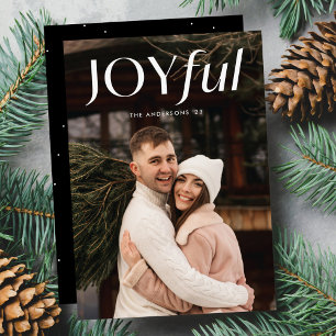 Modern Black Joyful Photo Holiday Card