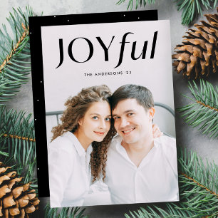 Modern Black Joyful Photo Holiday Card