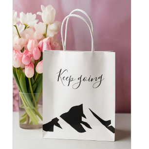 Modern Black Keep Going Simple Large Gift Bag