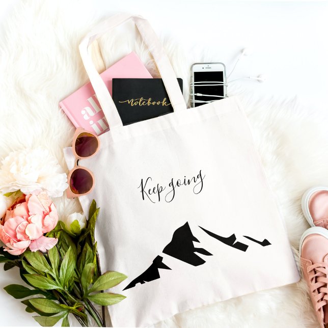 Modern Black Keep Going Simple Tote Bag (Creator Uploaded)