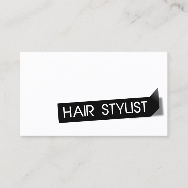 Modern Black Label Hair Stylist Business Card (Front)