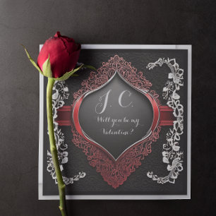 Modern Black Lace and Floral Frame Love  Holiday Card