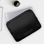 Modern Black Laptop Sleeve<br><div class="desc">This is a modern and minimalist laptop sleeve in black and grey. It will suit anyone, including business professionals, looking for a classic, stylish and elegant design. Customise this with your own details. Please contact the designer for any variations of this particular design.</div>