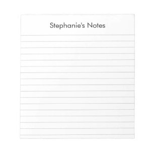Modern Black Light Grey Lined Personalised Notepad