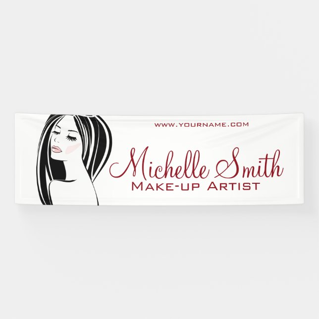 Modern Black Light Pink Chic Eyelash Makeup Artist Banner (Horizontal)